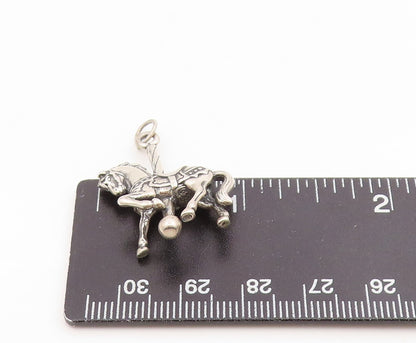 925 Sterling Silver Vintage Pendant Etched Miniature Carousel Horse  PT25927