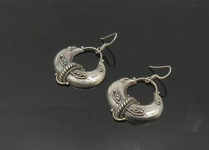 925 Sterling Silver  Vintage Shiny Hollow Swirl Twist Hoop Earrings  EG10136