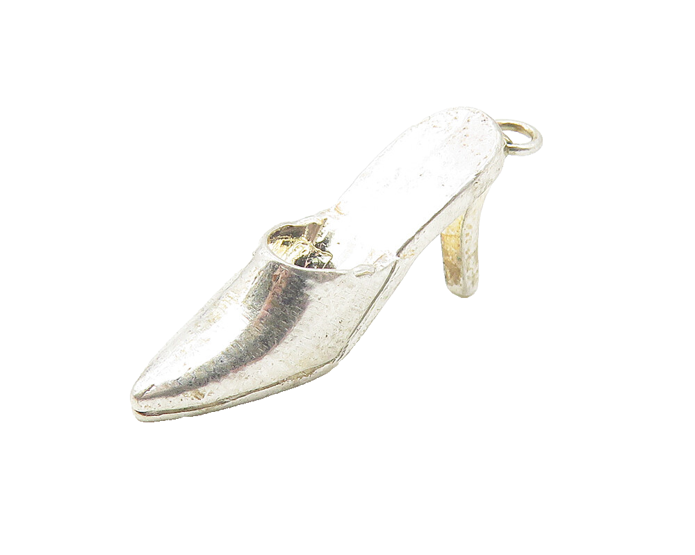 925 Sterling Silver  Vintage Petite High Heel Pointy Shoe Pendant  PT8749