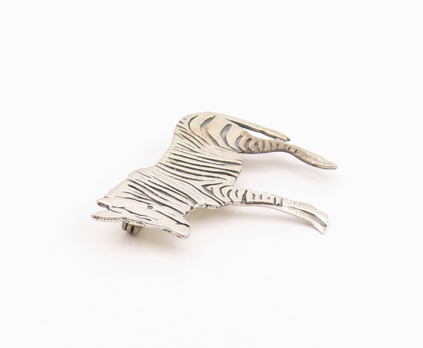 925 Sterling Silver Vintage Brooch GFMW Solid Etched Striped Zebra  BP11572