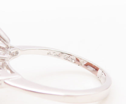 925 Sterling Silver Vintage Ring Marquise Cut & CZ Side Stones   Sz 7  RG29806