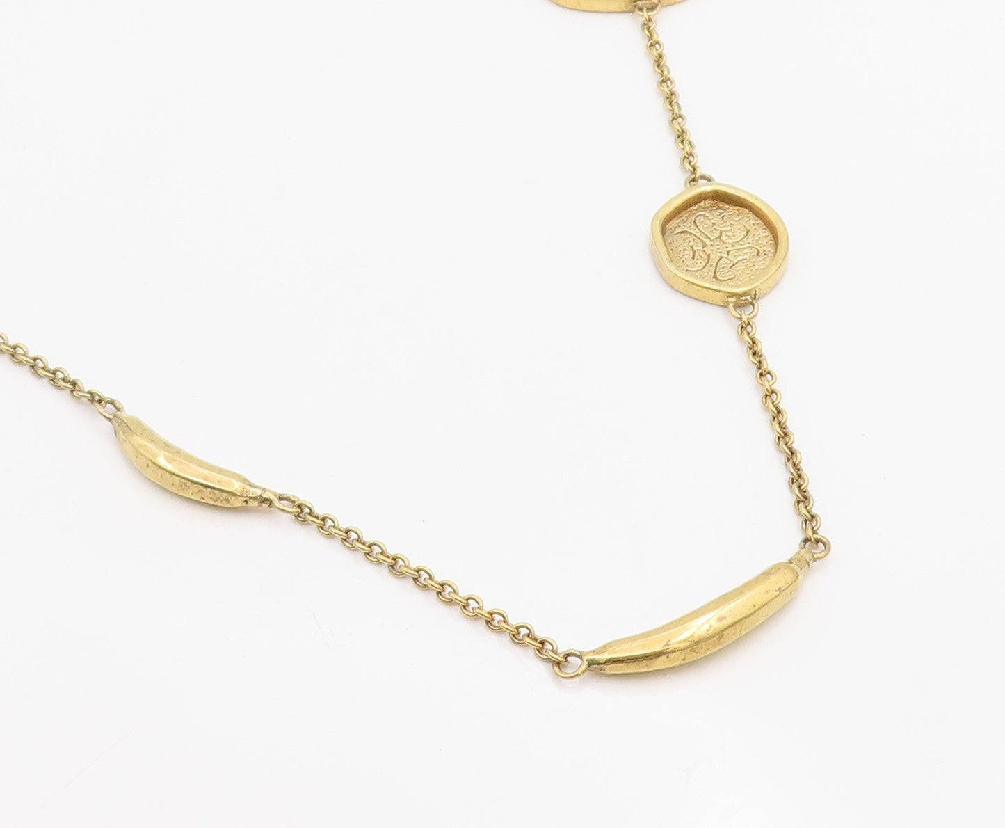 925 Sterling Silver Vintage Necklace Gold Plated Disc Medallion Chain  NE4693