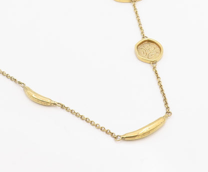 925 Sterling Silver Vintage Necklace Gold Plated Disc Medallion Chain  NE4693