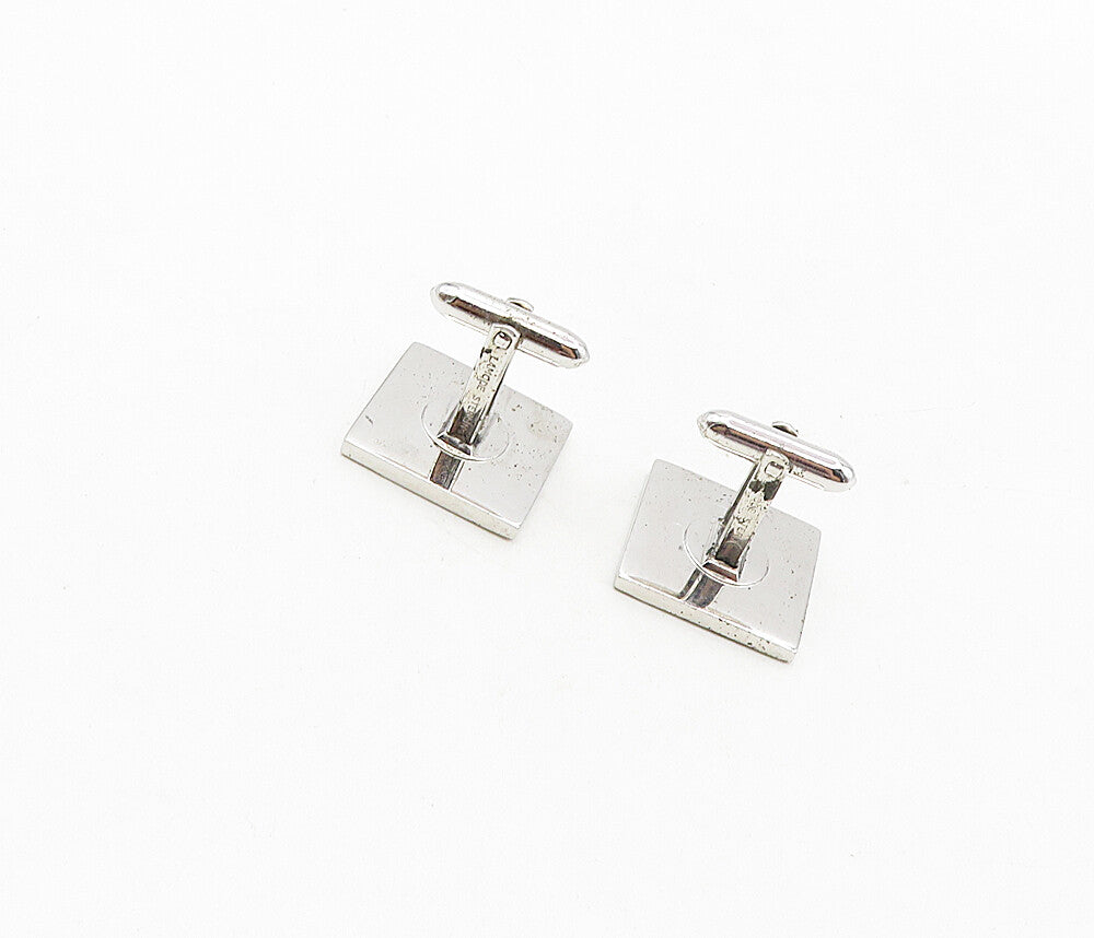 LAMODE 925 Sterling Silver  Vintage Shiny Floral Etched Cuff Links  TR1584