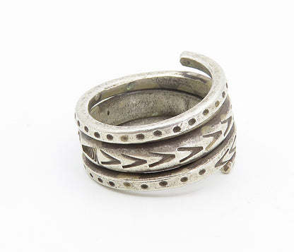 925 Sterling Silver  Vintage Antique Arrow Pattern Band Ring Sz 5.5  RG8603