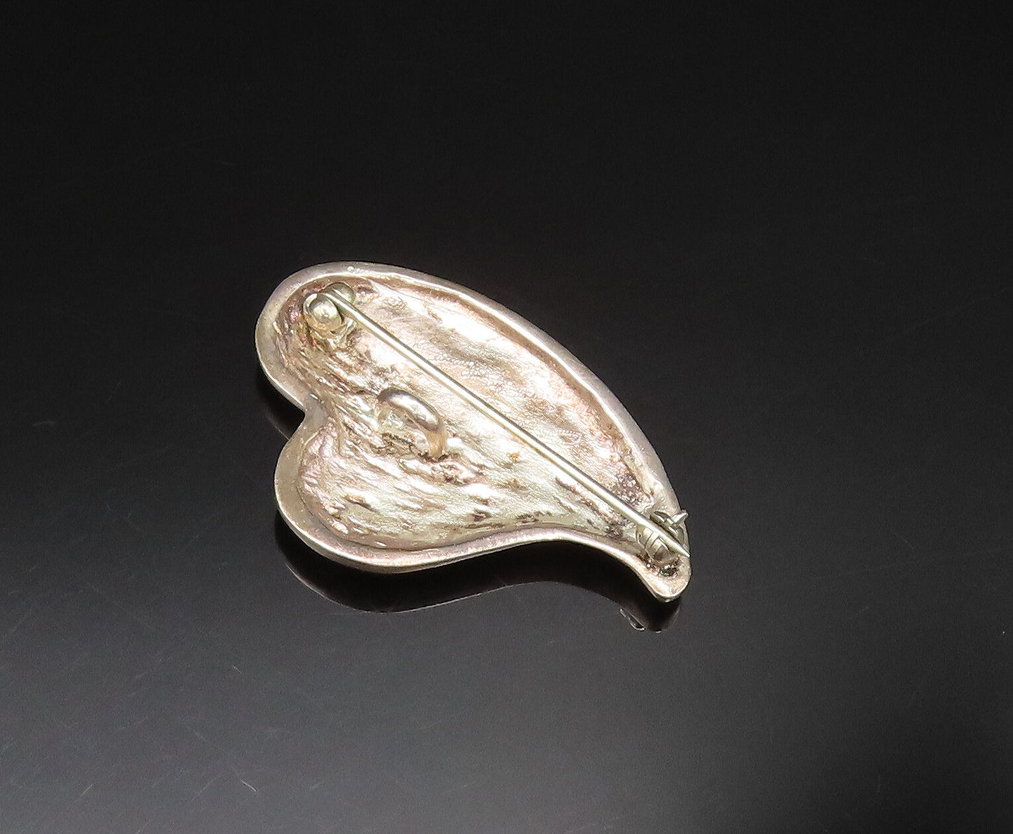 DESIGNER 925 Silver  Vintage Matte Finish Floating Heart Brooch Pin  BP9658