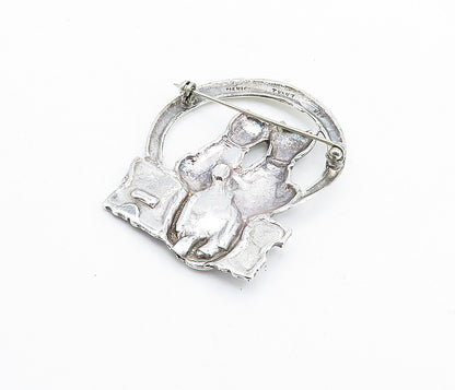 MEXICO 925 Sterling Silver  Vintage Sitting Cat Couple Brooch Pin  BP2634