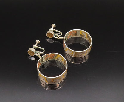 SARITASCO 925 Silver  Vintage Crushed Spiny Screw Back Dangle Earrings EG12238