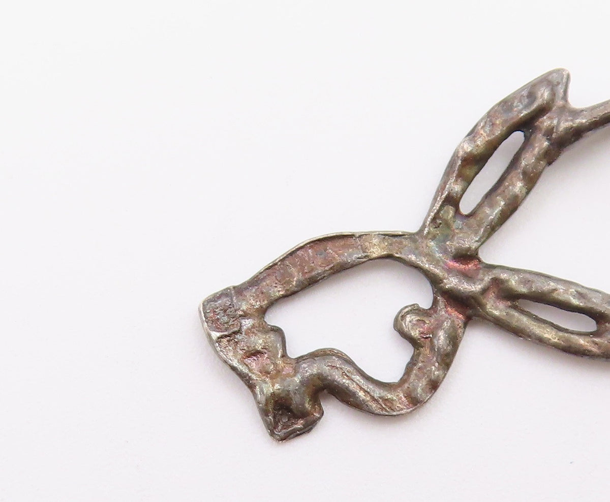 925 Sterling Silver  Vintage Petite Dark Tone Bunny Outline Pendant  PT12716