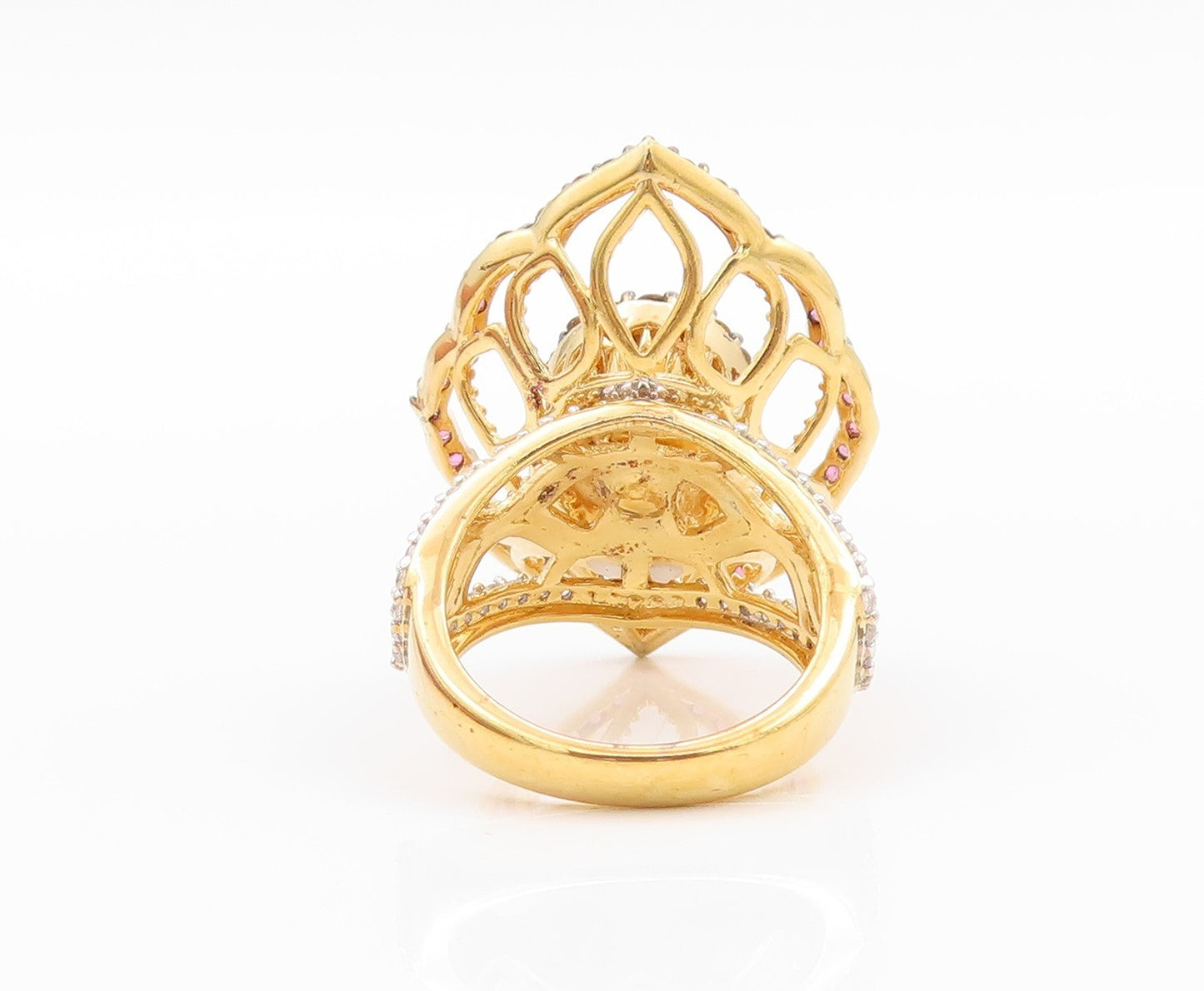 925 Sterling Silver Vintage Ring Gold Plated Designer Citrine & CZ  Sz 5 RG32321