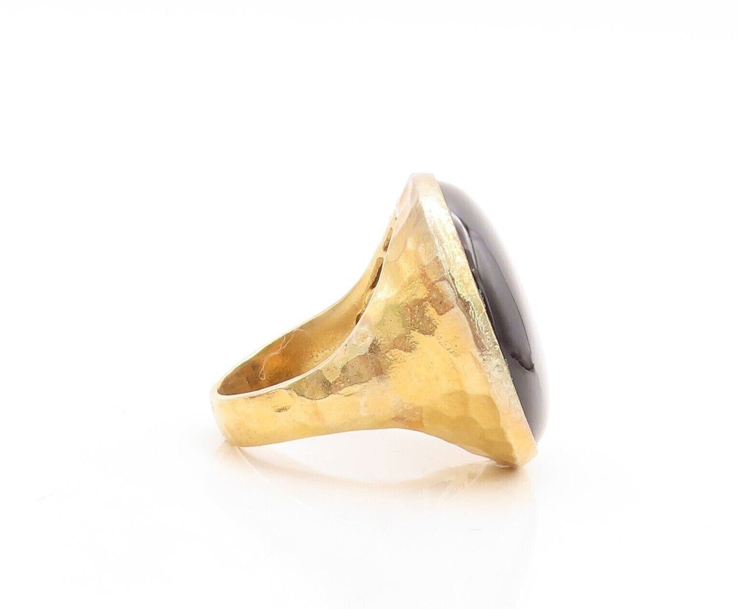 925 Sterling Silver Vintage Ring Gold Plated Large Cabochon Onyx Sz 8.5  RG30092