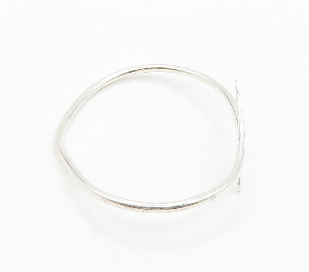 925 Sterling Silver  Shiny Hammered Flat Ends Bypass Cuff Bracelet  BT6161