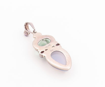 925 Sterling Silver Vintage Pendant SAJEN Large Cabochon Gemstones  PT24465
