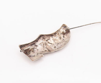 925 Sterling Silver Vintage Brooch Pin Solid Carved Village Landscape  BP10897