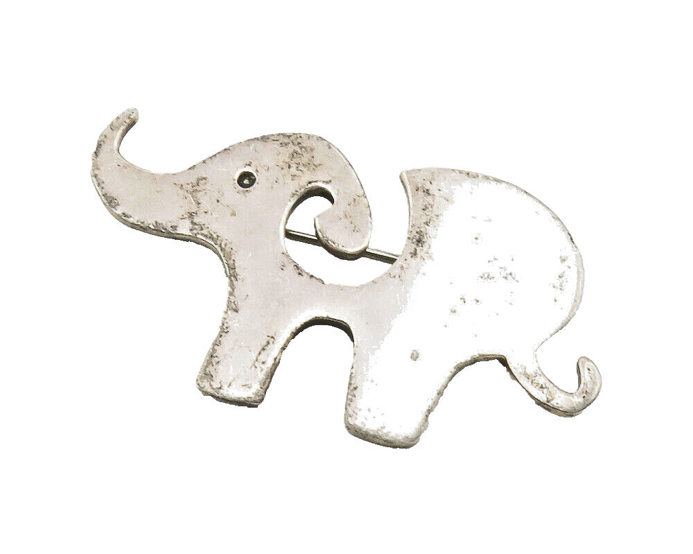 MEXICO 925 Sterling Silver  Vintage Swirl Cutout Elephant Brooch Pin  BP4507