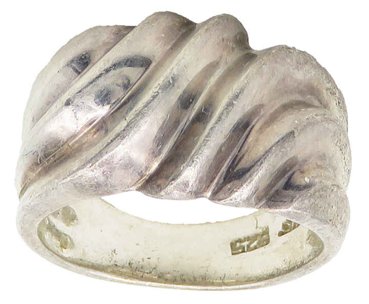 925 Sterling Silver  Vintage Shiny Fluted Dome Band Ring Sz 7  RG16896