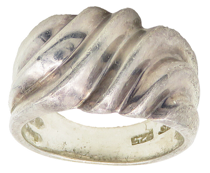 925 Sterling Silver  Vintage Shiny Fluted Dome Band Ring Sz 7  RG16896