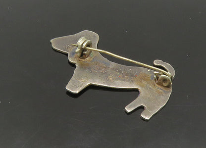MEXICO 925 Sterling Silver  Vintage Abalone Shell Dog Motif Brooch Pin  BP8929