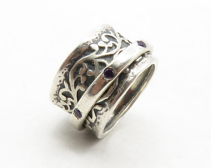 SHABLOOL ISRAEL 925 Silver  Vintage Amethyst Swirl Cocktail Ring Sz 6  RG12798