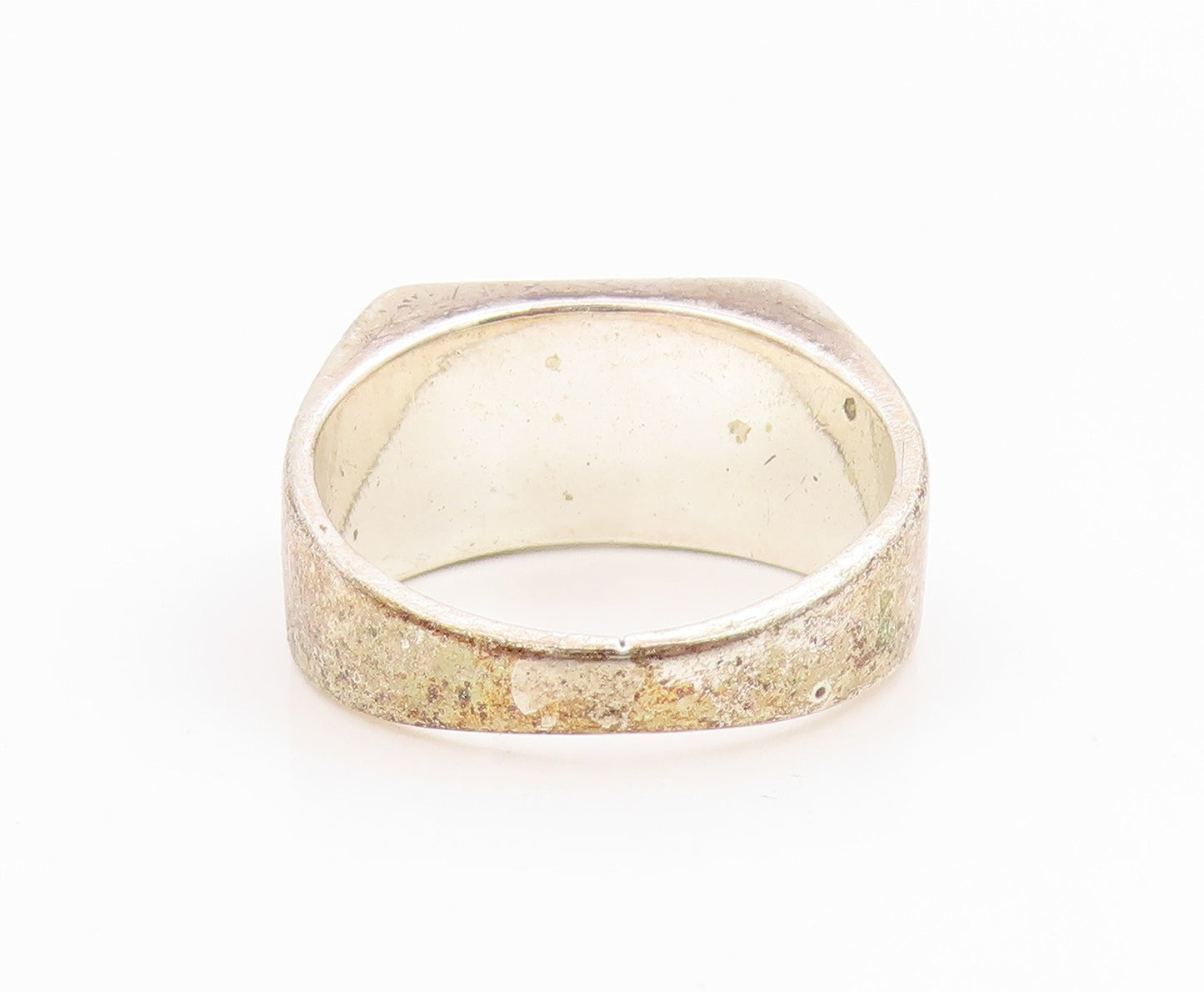 925 Sterling Silver Vintage Ring Crushed Turquoise Inlay Band  Sz 8.5  RG35743