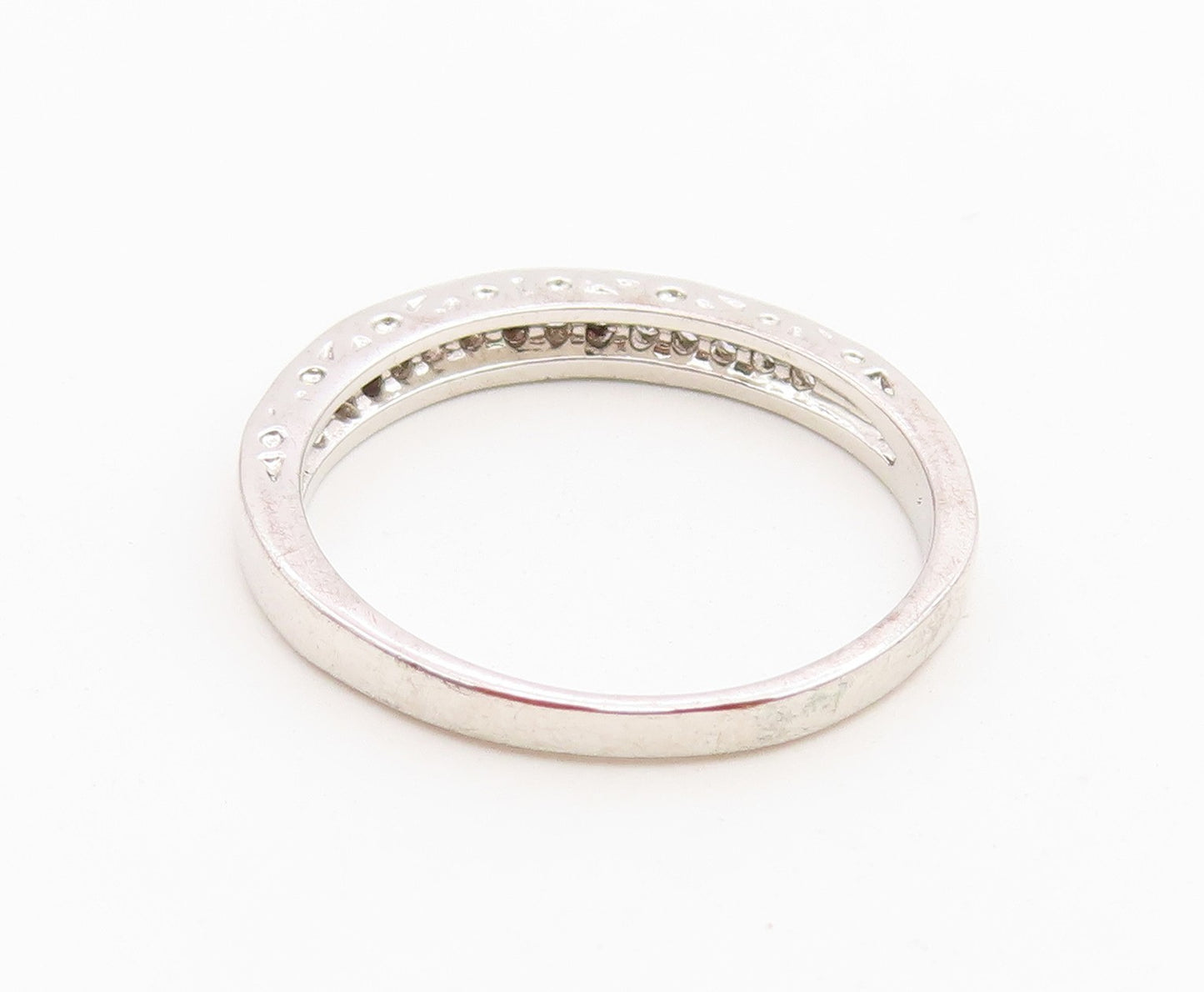 925 Sterling Silver Vintage Ring Minimalist Real Diamonds Band  Sz 8.5  RG36759
