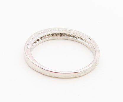 925 Sterling Silver Vintage Ring Minimalist Real Diamonds Band  Sz 8.5  RG36759
