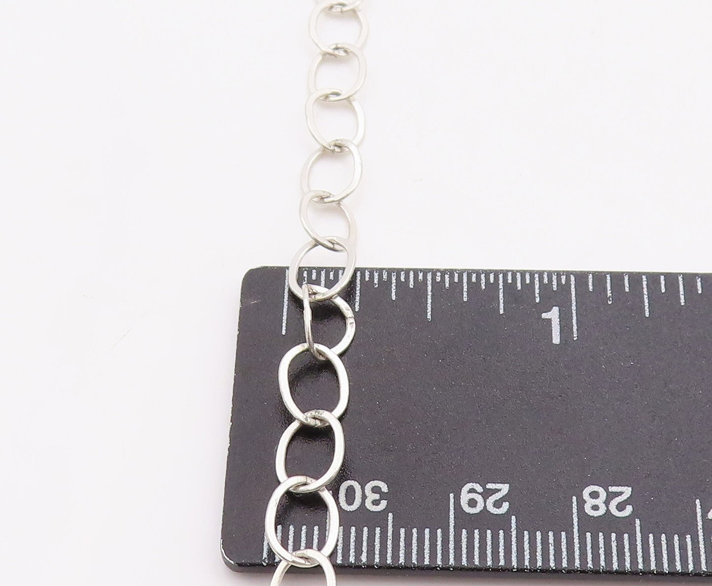 925 Sterling Silver Vintage Necklace Minimalist Very Long Linked Loops  NE4399