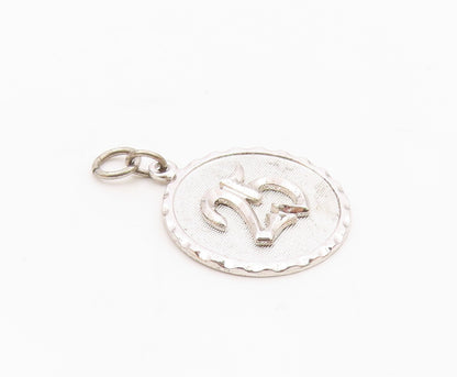 DANECRAFT 925 Silver  Vintage Carved #25 Wavy Edge Round Pendant  PT20399