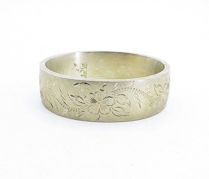 BOJAR 925 Silver  Vintage Shiny Etched Floral Pattern Bangle Bracelet  BT2473