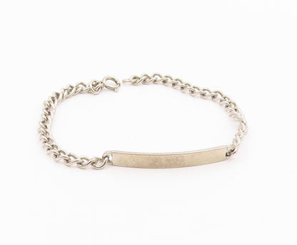 925 Sterling Silver  Shiny Petite Nette Etched Bar Chain Bracelet  BT4528