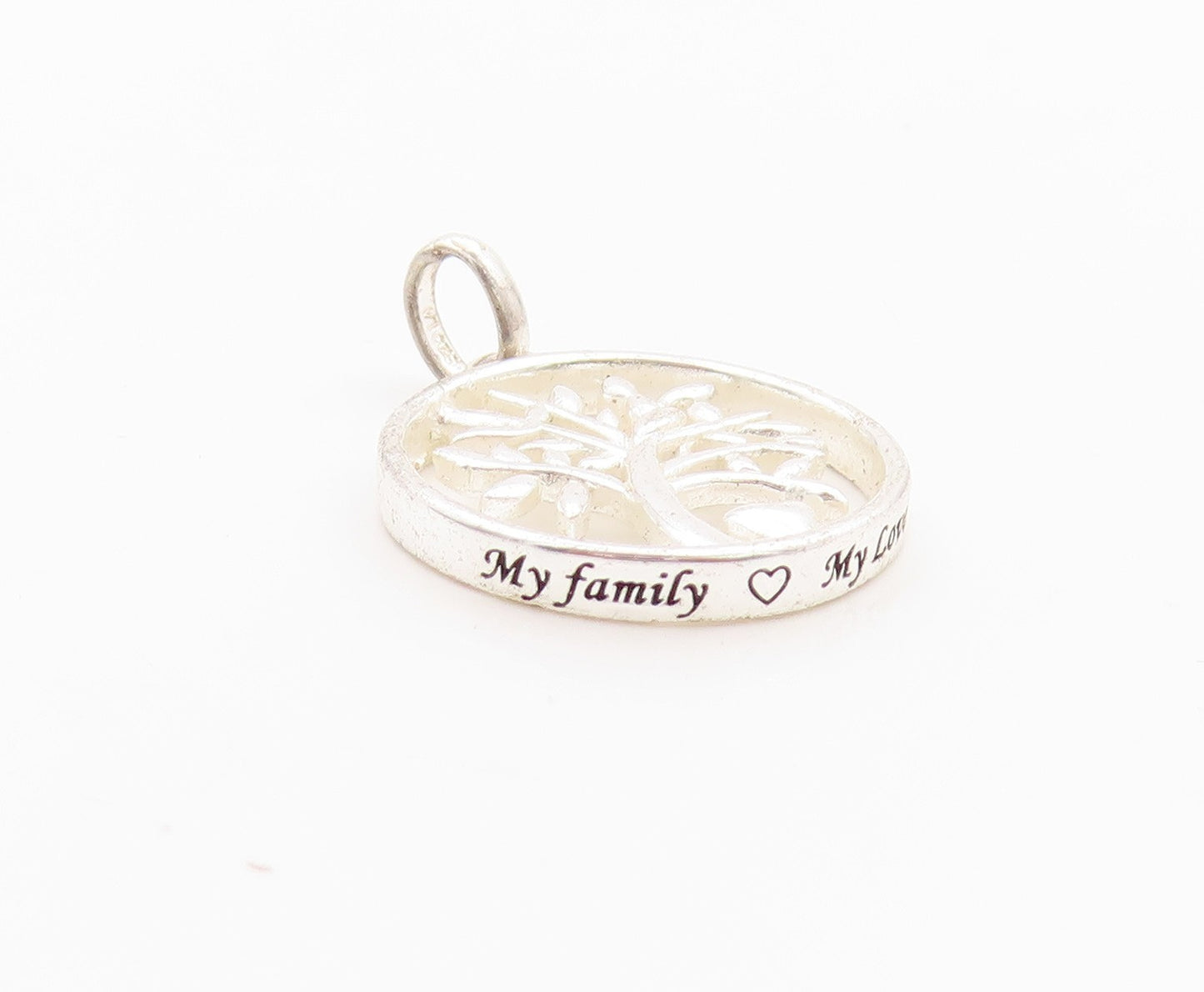 925 Sterling Silver Vintage Pendant Modernist Cutout Tree Of Life Charm  PT24627