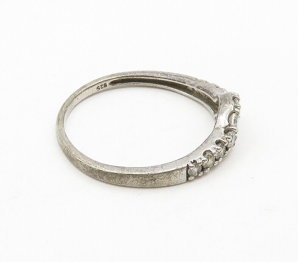 925 Sterling Silver  Vintage Prong Set Topaz Dark Tone Band Ring Sz 9  RG15709