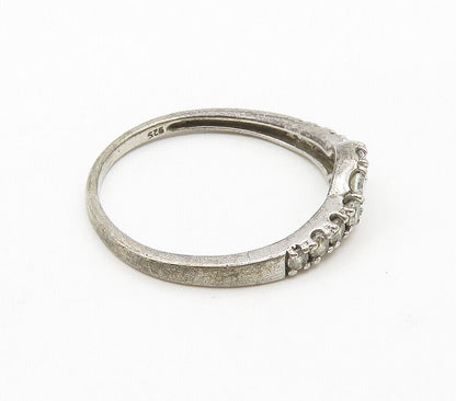 925 Sterling Silver  Vintage Prong Set Topaz Dark Tone Band Ring Sz 9  RG15709