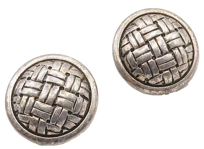 925 Sterling Silver  Vintage Woven Design Dome Button Drop Earrings  EG7866