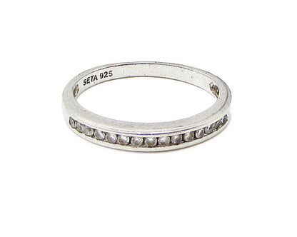 SETA 925 Sterling Silver  White Cubic Zirconia Band Ring Sz 9  RG2947