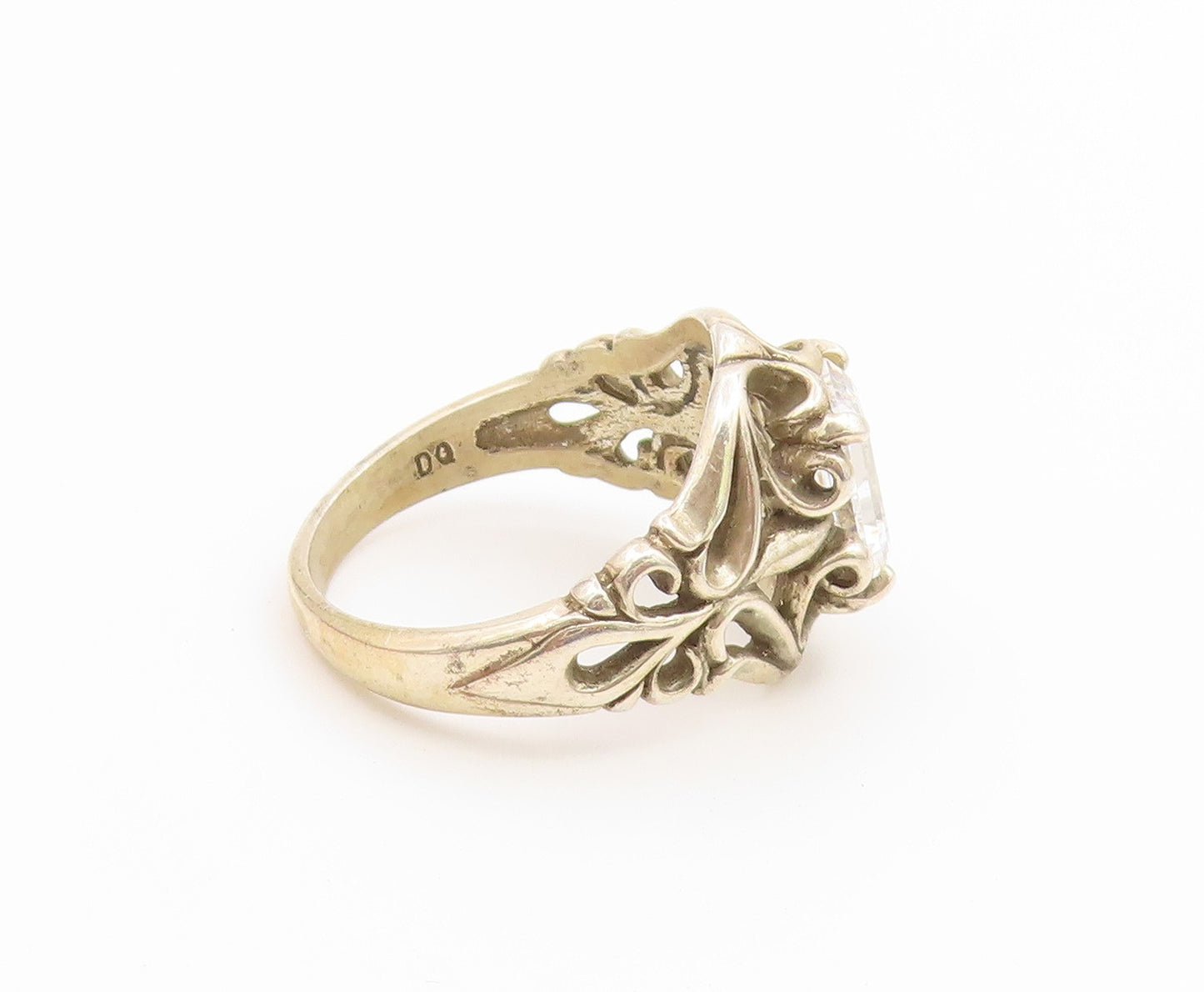 925 Sterling Silver Vintage Ring KABANA CZ Floral Openwork Band  Sz 7  RG36881