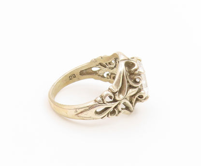 925 Sterling Silver Vintage Ring KABANA CZ Floral Openwork Band  Sz 7  RG36881