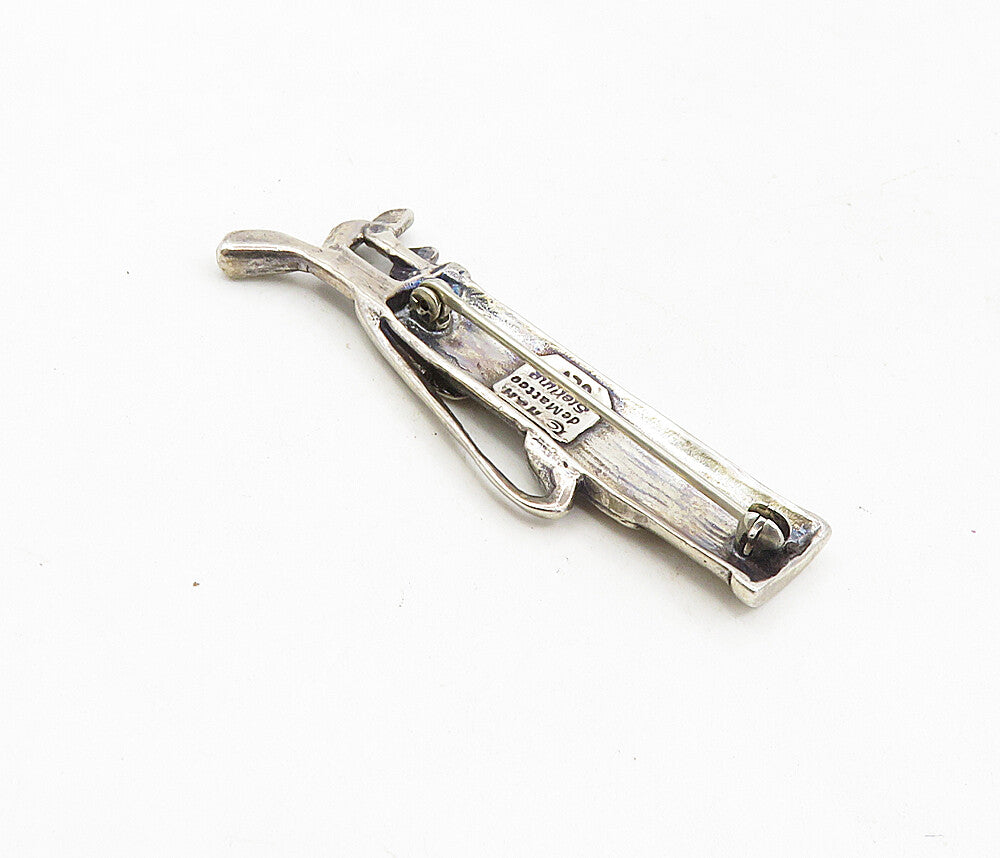 H&H DEMATTEO 925 Sterling Silver  Vintage Bag Of Golf Clubs Brooch Pin  BP3306