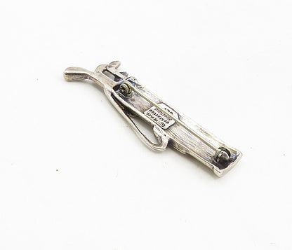 H&H DEMATTEO 925 Sterling Silver  Vintage Bag Of Golf Clubs Brooch Pin  BP3306