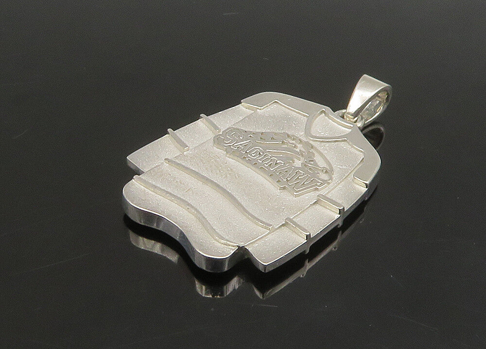 925 Sterling Silver  Vintage Shiny Saginaw Ice Hockey Jersey Pendant  PT18733