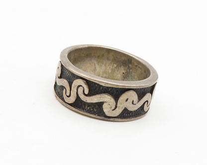 925 Sterling Silver  Vintage Oxidized Swirl Pattern Band Ring Sz 6  RG18651