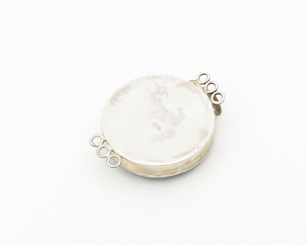 925 Sterling Silver  Vintage Floral Design Round Necklace Clasp  TR2568