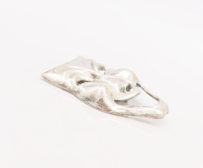 925 Sterling Silver Vintage Brooch Pin BEAU Cutout Happy Smiling Mime  BP11072