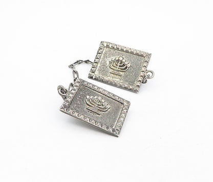 925 Sterling Silver  Vintage Antique Oxidized Menorah Sweater Clips  TR1362