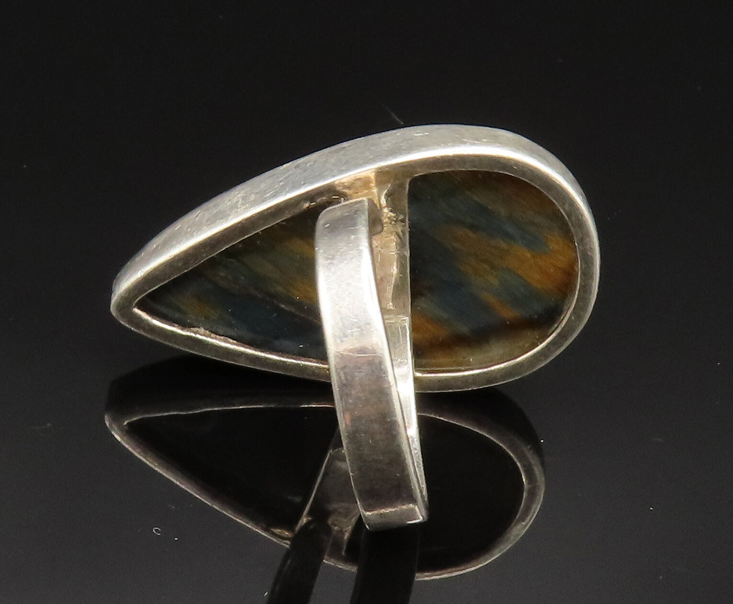 925 Sterling Silver  Vintage Pear Shaped Tiger's Eye Ring Sz 8  RG24938