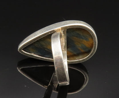 925 Sterling Silver  Vintage Pear Shaped Tiger's Eye Ring Sz 8  RG24938