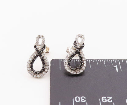 925 Sterling Silver Vintage Earrings Elegant Spinel & CZ Infinity Twist  EG14365