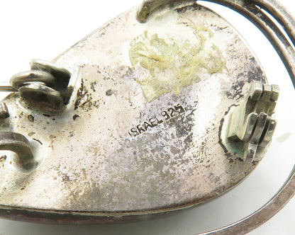 ISRAEL 925 Sterling Silver  Vintage Eilat Stone Modernist Brooch Pin  BP6665