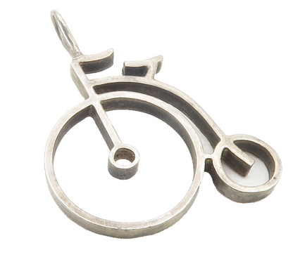 925 Sterling Silver  Vintage Dark Tone Old Fashioned Bicycle Pendant  PT9633