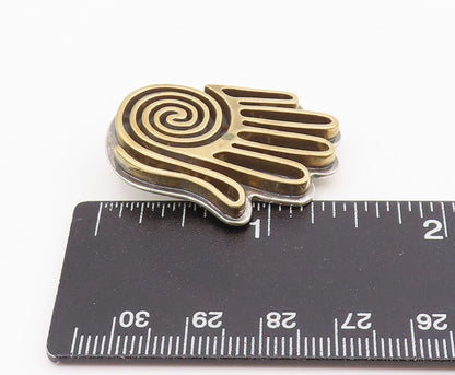 925 Sterling Silver Vintage Brooch Pin CAROLYN POLLACK Spiral Hamsa Hand BP12179